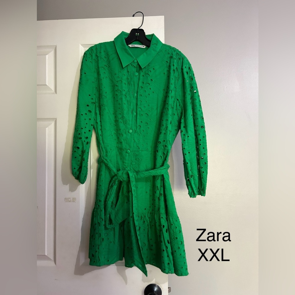 Zara Vibrant Green Long Sleeve Dress